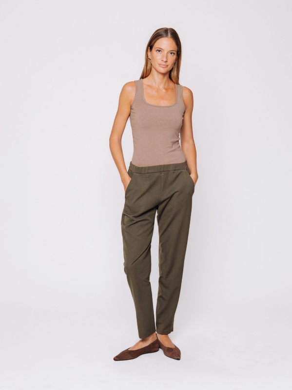 Cigarette trousers in stretch wool-like fabric