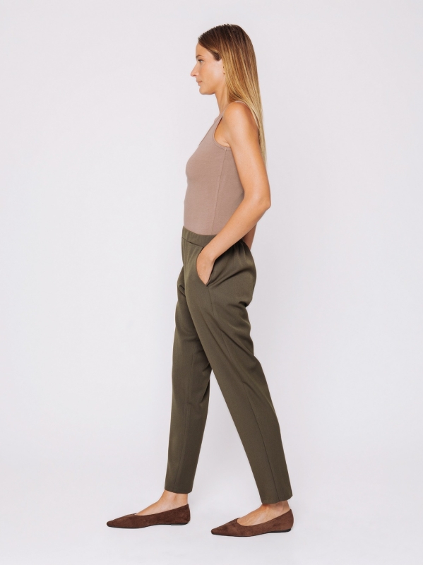 Cigarette trousers in stretch wool-like fabric
