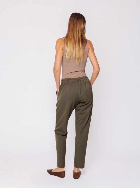 Cigarette trousers in stretch wool-like fabric