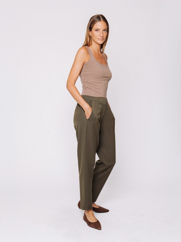 Cigarette trousers in stretch wool-like fabric