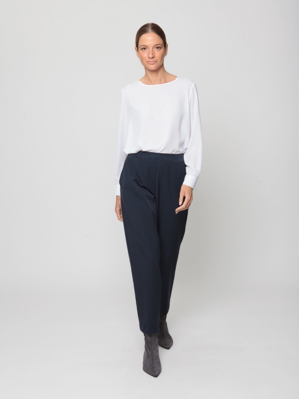Cigarette trousers in stretch wool-like fabric