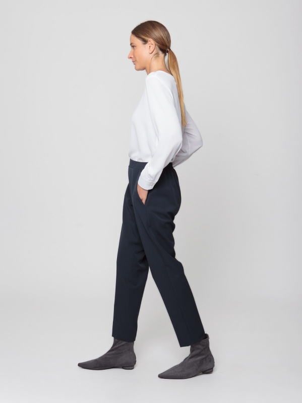 Cigarette trousers in stretch wool-like fabric