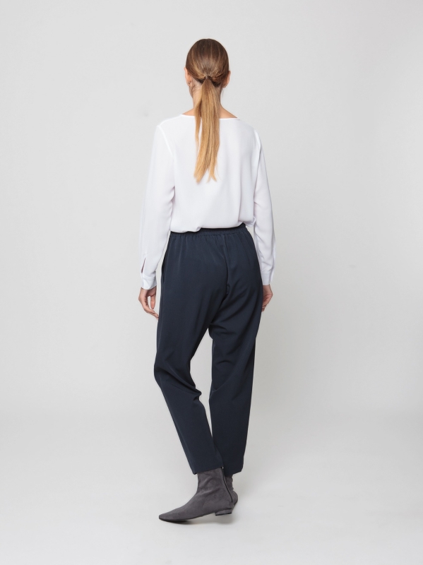 Cigarette trousers in stretch wool-like fabric
