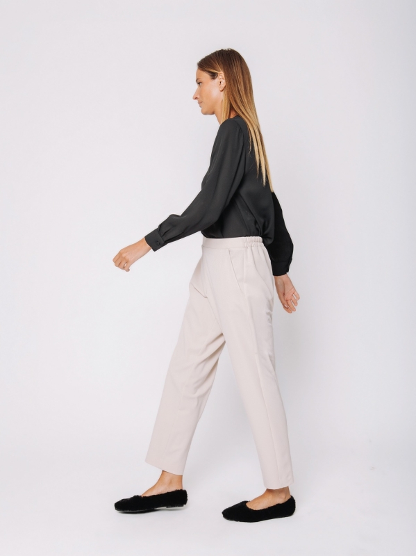 Cigarette trousers in stretch wool-like fabric
