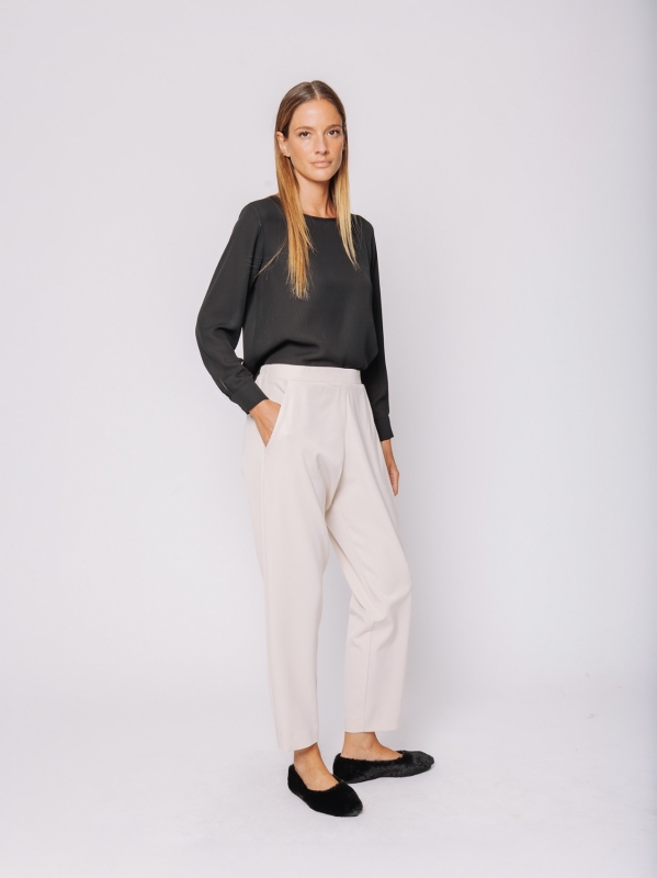 Cigarette trousers in stretch wool-like fabric