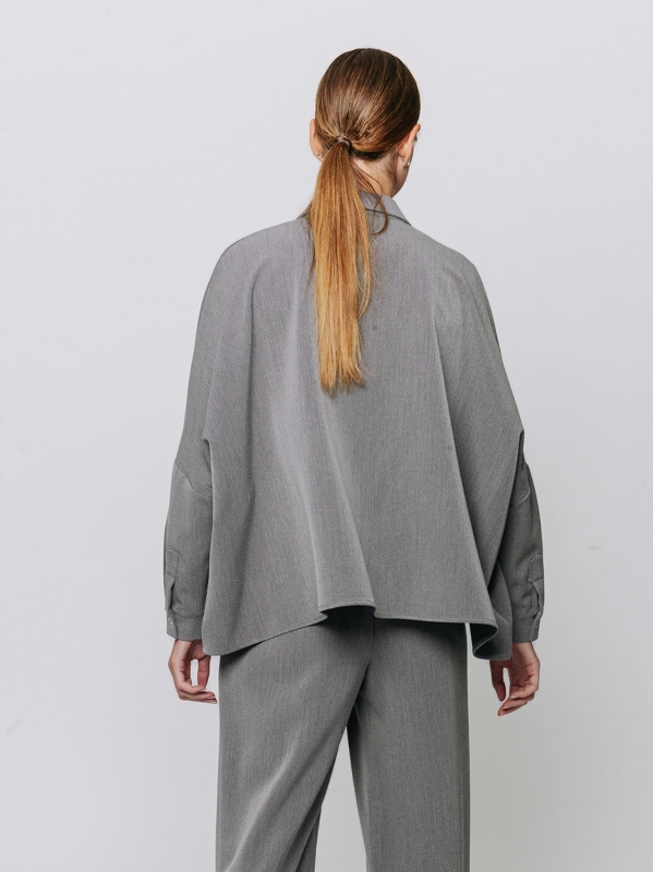 Wool-look shirt with patch pockets