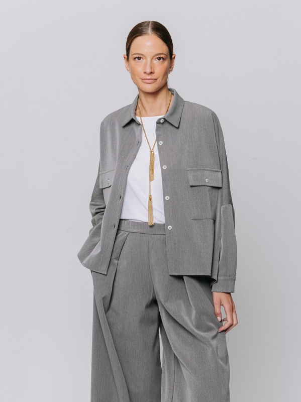 Wool-look shirt with patch pockets
