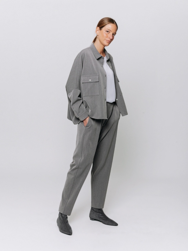Wool-look shirt with patch pockets