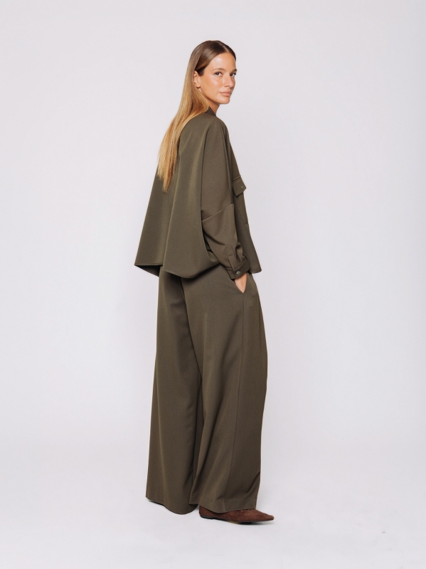Wool-look shirt with patch pockets