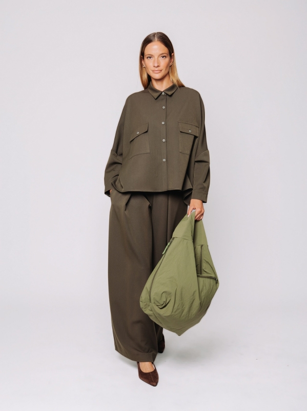 Wool-look shirt with patch pockets