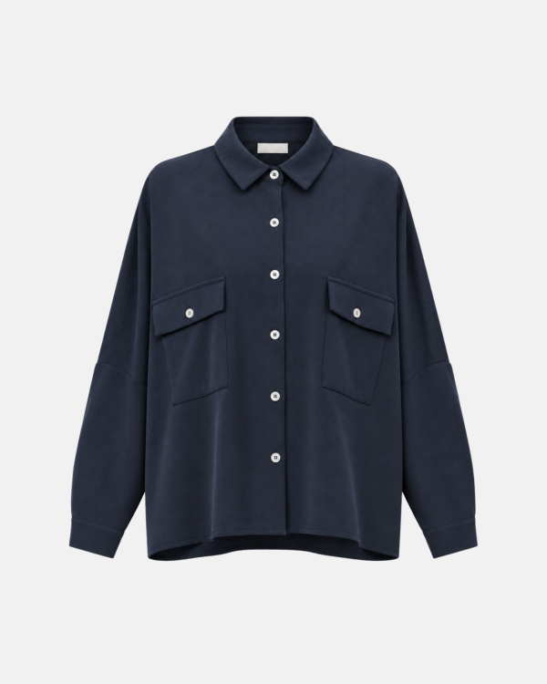Wool-look shirt with patch pockets