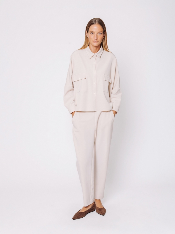 Wool-look shirt with patch pockets