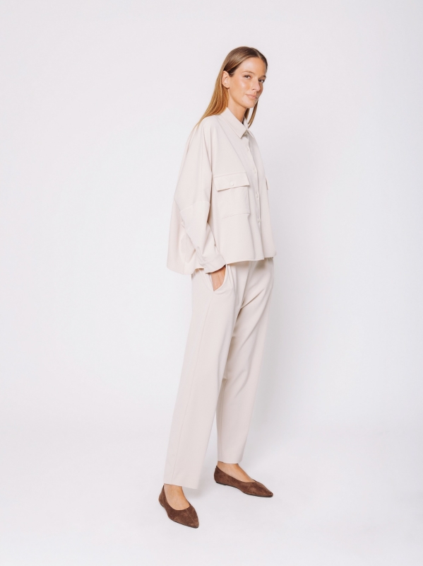 Wool-look shirt with patch pockets