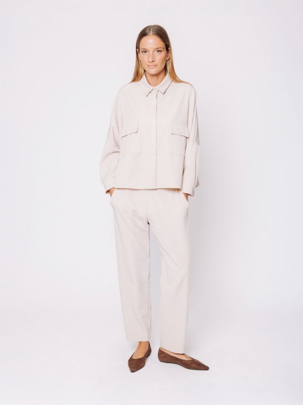 Wool-look shirt with patch pockets