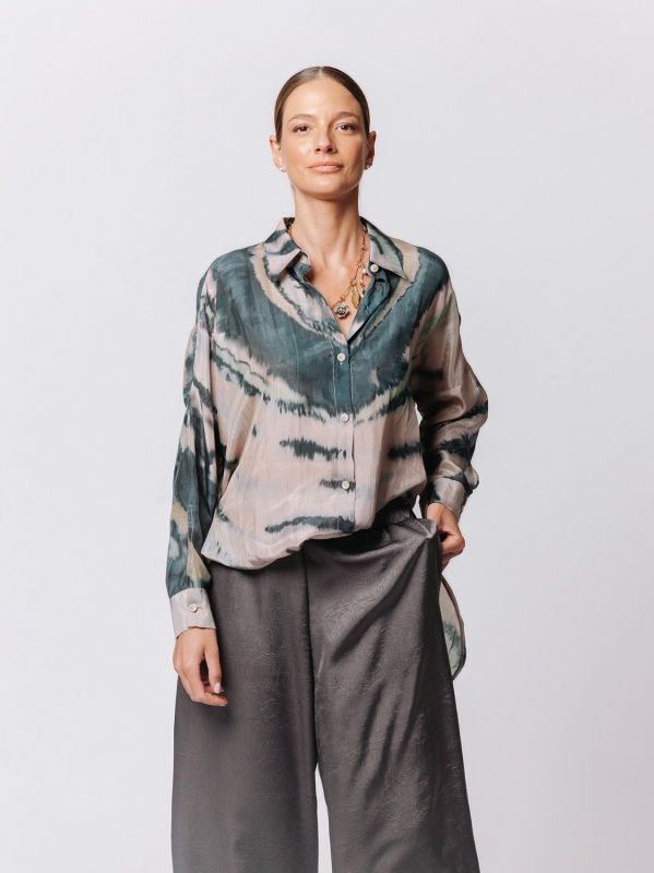 "Water Circles" Oversized Silk Shirt – Limited Edition