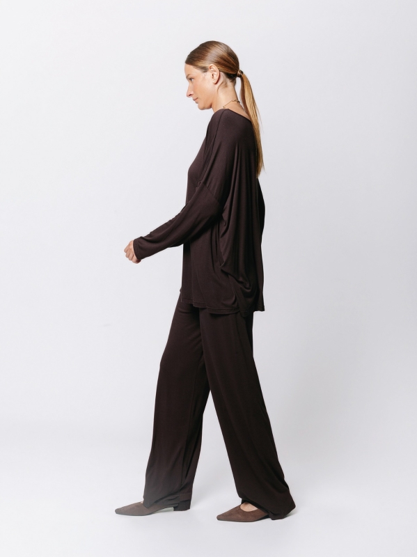 Boxy Viscose Jersey T-shirt with Pleated Pattern