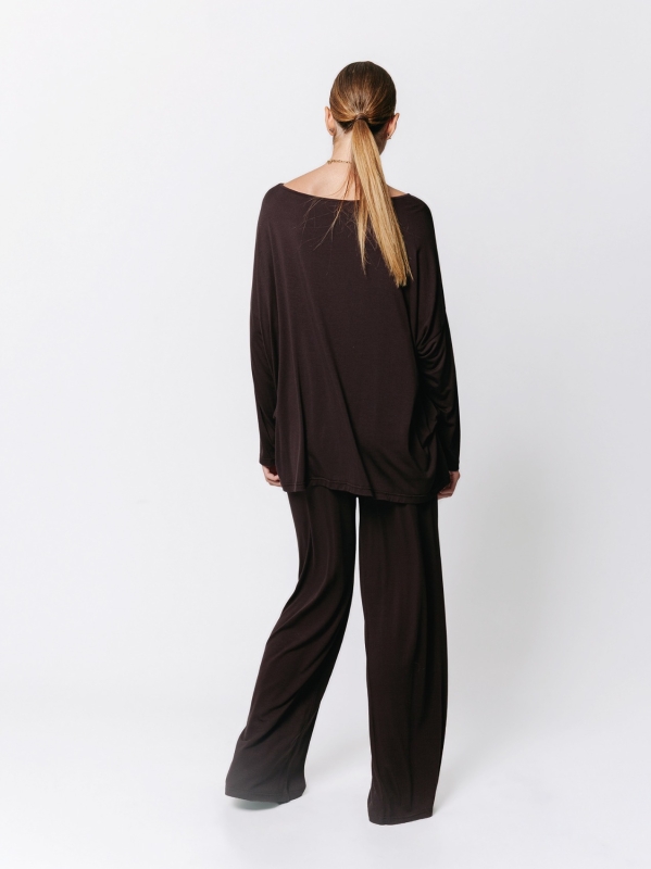 Boxy Viscose Jersey T-shirt with Pleated Pattern